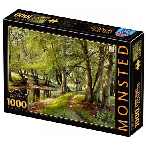 Puzzle de Arte 1000 Piezas D-TOYS 77622 UN DIA DE VERANO EN EL BOSQUE CON CIERVOS AL FONDO , de Peder Mork Monsted [1]