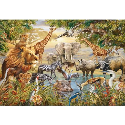 Puzzle Animales Africanos 500 Piezas Ravensburger 14809 GRANDES ANIMALES EN TORNO AL ESTANQUE EN AFRICA [0]