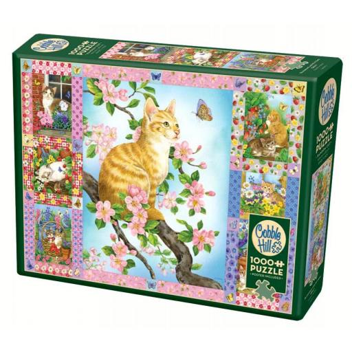 Puzzle de Gatos y Gatitos 1000 Piezas Cobble Hill 80272 EDREDON DE FLORES Y GATITOS [1]