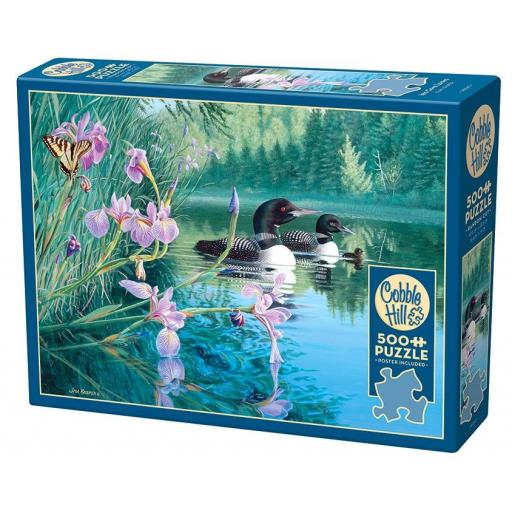 Puzzle Senior Aves y Pajaros 500 Piezas Grandes XXL Cobble Hill 45047 BRIBONES EN LA CALA DE LOS LIRIOS [1]