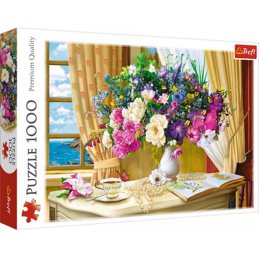 Puzzle Bodegon con Flores 1000 Piezas Trefl 10526 FLORES POR LA MAÑANA [1]