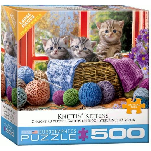 Puzzle Senior de Gatos 500 Piezas Grandes XXL Eurographics 6500-5500 GATITOS TEJIENDO [1]