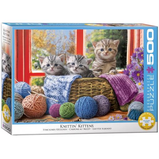 Puzzle Senior de Gatos 500 Piezas Grandes XXL EuroGraphics 6500-5500 GATITOS TEJIENDO [1]