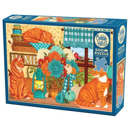 Puzzle Senior Gatos y Gatitos 500 Piezas Grandes XXL Cobble Hill 45075 GATOS DEL HUERTO DE CALABAZAS [1]