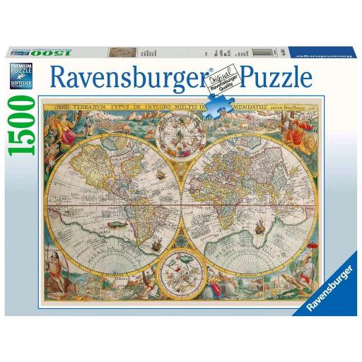 Puzzle de Mapas Antiguos 1500 Piezas Ravensburger 16381 MAPA DEL MUNDO DE 1594 [1]