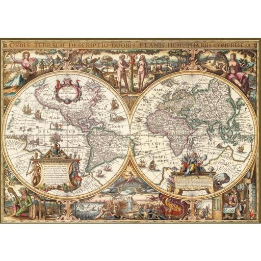 Puzzle de Mapas Antiguos 1000 Piezas Ravensburger 19004 MAPAMUNDI ANTIGUO - Piezas Efecto Madera