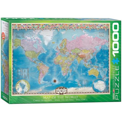 Puzzle Educativo Mapas y Geografia 1000 Piezas EuroGraphics 6000-0557 MAPA DEL MUNDO CON BANDERAS DE LOS PAISES [1]