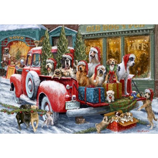 Puzzle de Navidad 1000 Piezas Bluebird 90523 PERROS EN LA CAMIONETA