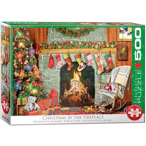 Puzzle Senior Navideño 500 Piezas Grandes XXL Eurographics 6500-5502 NAVIDAD JUNTO A LA CHIMENEA [1]