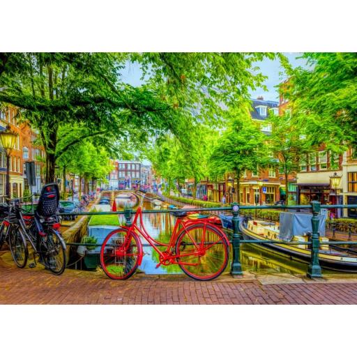 Puzzle de Paisajes de Ciudades 1000 Piezas Bluebird 70211 LA BICICLETA ROJA EN AMSTERDAM