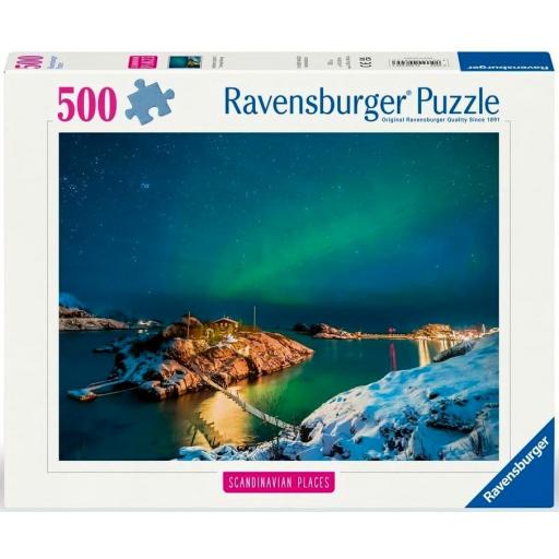 Puzzle Paisajes Escandinavos 500 Piezas Ravensburger 12000845 AURORAS BOREALES EN TROMSØ , NORUEGA - Colección Scandinavian Places [1]