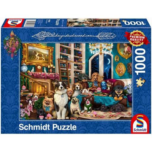 Puzzle de Perros y Perritos 1000 Piezas Schmidt 59988 FIESTA EN LA BIBLIOTECA , de Brigid Ashwood [1]