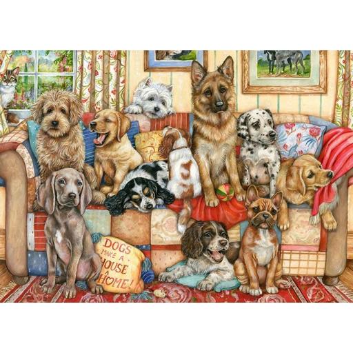 Puzzle de Perros y Perritos 1000 Piezas Falcon 11293 REUNIDOS EN EL SOFA , de Debbie Cook