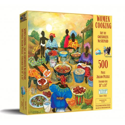 Puzzle Senior Etnico Arte Africano 500 Piezas Grandes SunsOut 71425 MUJERES EN LA COCINA [1]