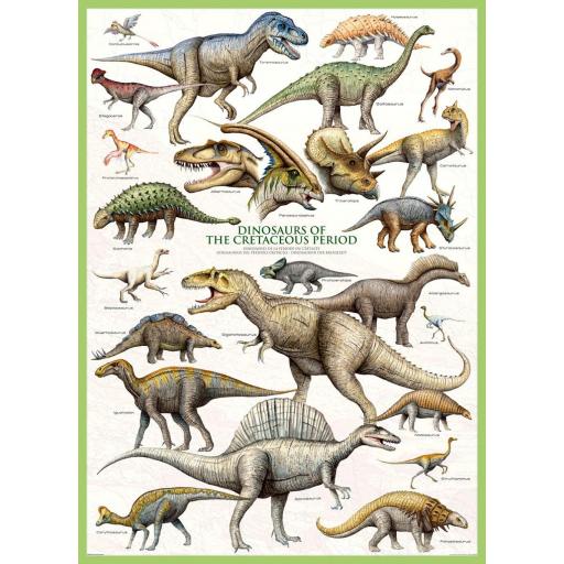 Puzzle Educativo de Ciencias Naturales 1000 Piezas EuroGraphics 6000-0098 DINOSAURIOS DEL PERIODO CRETACEO