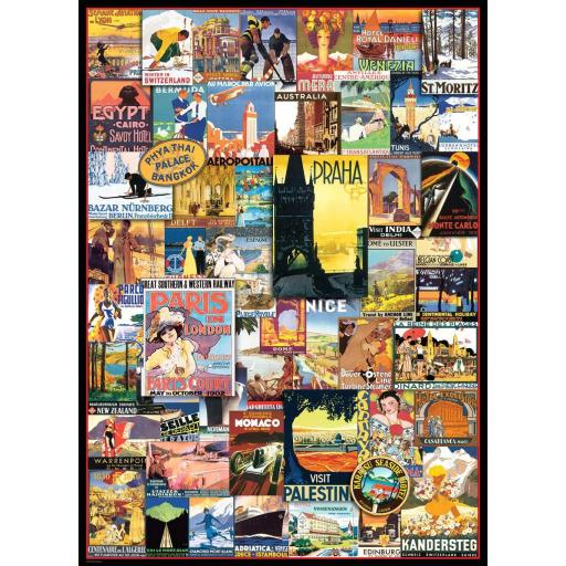 Puzzle Collage Retro Vintage 1000 Piezas EuroGraphics 6000-0755 VIAJE ALREDEDOR DEL MUNDO - CARTELES ANTIGUOS