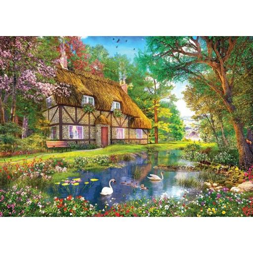 Puzzle de Casas de Campo y Cottages 1000 Piezas Falcon 11350 CABAÑA JUNTO AL LAGO , de Dominic Davison