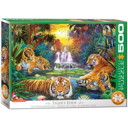 Puzzle Senior de Animales 500 Piezas Grandes XXL Eurographics 6500-5457 EL EDEN DE LOS TIGRES [1]