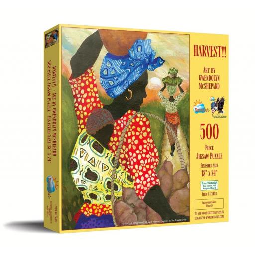 Puzzle Senior y Familiar Arte Africano 500 Piezas Grandes SunsOut 71403 LA COSECHA ! [1]