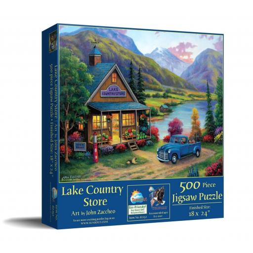 Puzzle Senior 500 Piezas Grandes SunsOut 62152 LA TIENDA DEL PUEBLO JUNTO AL LAGO [1]