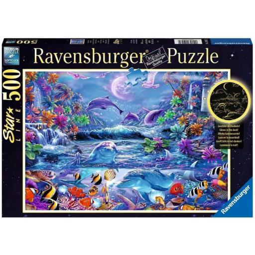 Puzzle Fluorescente Efecto Neon 500 Piezas Ravensburger 15047 A LA LUZ DE LA MAGICA LUNA [2]