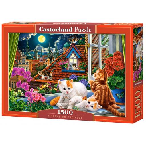 Puzzle de Gatos 1500 Piezas Castorland 152056 GATITOS EN EL TEJADO [1]