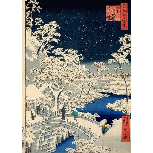 Puzzle de Arte 1000 Piezas Grafika 32757 PUENTE DEL TAMBOR Y LA COLINA DEL ATARDECER EN MEGURO , de Utagawa Hiroshige