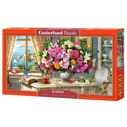 Puzzle Bodegon 4000 Piezas Castorland 400263 FLORES DE VERANO Y TAZA DE TE [1]