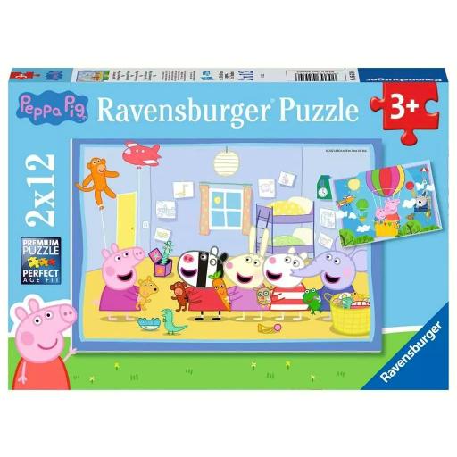 Puzzle Infantil Peppa Pig 2 x 12 Piezas Ravensburger 05574 LAS AVENTURAS DE PEPPA PIG