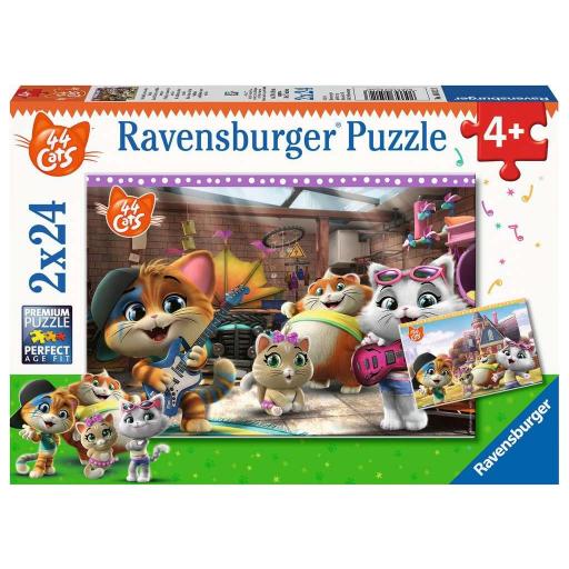 Puzzle Infantil 44 GATOS Ravensburger 05012 LOS BUFFYCATS TOCAN MÚSICA 2 x 24 Piezas [0]