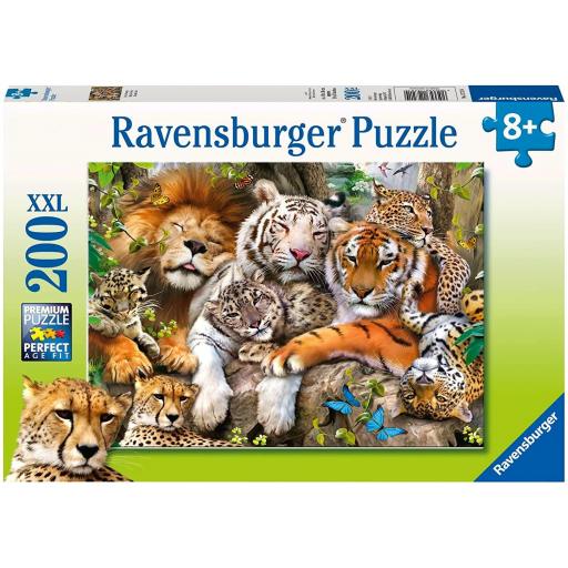 Puzzle Infantil de Tigres y Leones 200 Piezas XXL Ravensburger 12721 LA SIESTA DE LOS FELINOS [1]