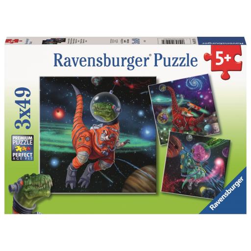 Puzzle Infantil de Dinosaurios 3 x 49 Piezas Ravensburger 05127 DINOSAURIOS EN EL ESPACIO