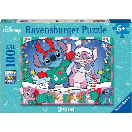 Puzzle Infantil Disney STITCH 100 Piezas XXL Ravensburger 12004030 FELIZ NAVIDAD ! [1]