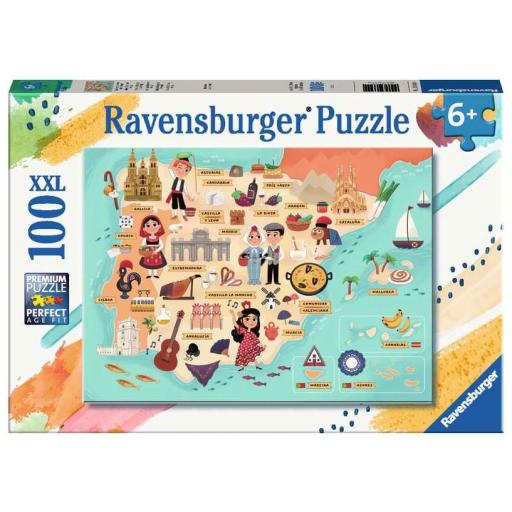 Puzzle Infantil Educativo MAPA DE ESPAÑA Y PORTUGAL 100 Piezas XXL - Ravensburger 13344 [1]