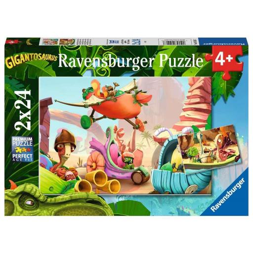 Puzzle Infantil Gigantosaurus Ravensburger 05126 Rocky, Bill, Mazu y Tiny 2 x 24 Piezas