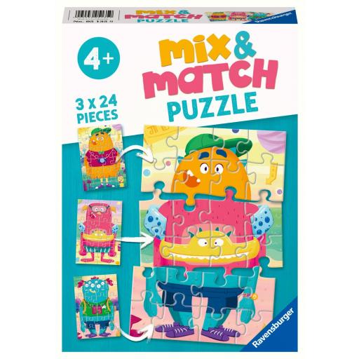Puzzle Infantil MIX & MATCH 3 x 24 Piezas Ravensburger 05135 MONSTRUOS DIVERTIDOS