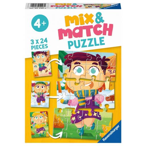 Puzzle Infantil MIX & MATCH 3 x 24 Piezas Ravensburger 05196 FASHION MIX - MEZCLA DE LA MODA