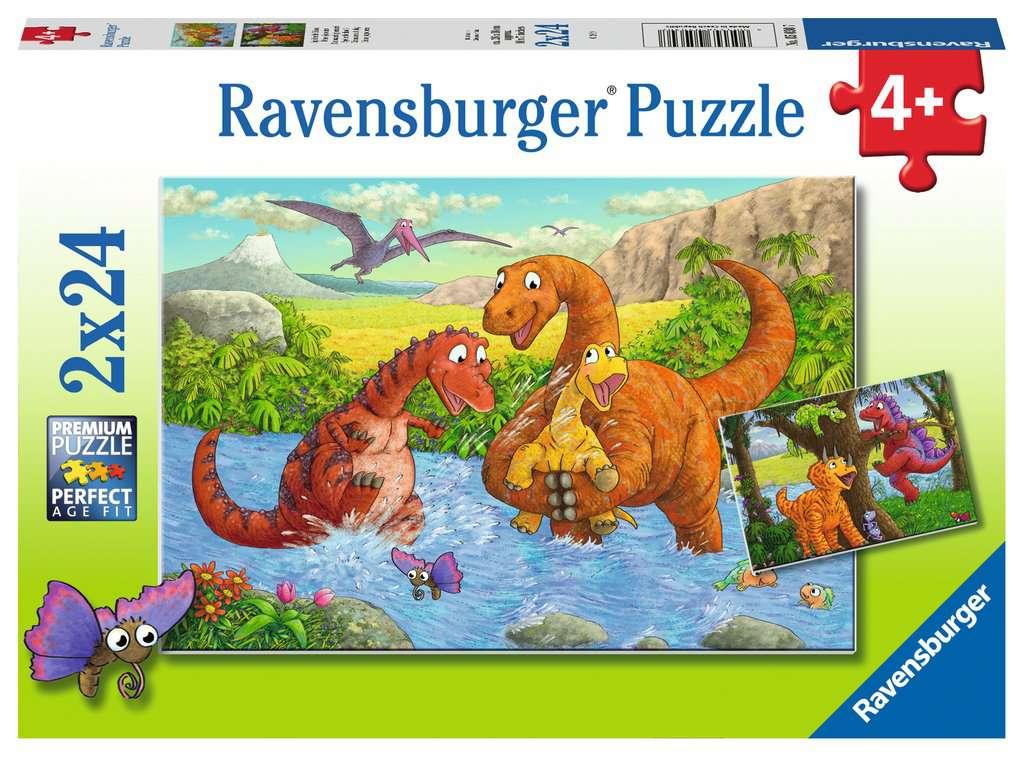 Puzzles Infantiles 3-4 años : Puzzles de Dinosaurios : Puzzle Infantil de  Animales y Dinosaurios 2 x 24 Piezas Ravensburger 05030 DINOS JUGADORES