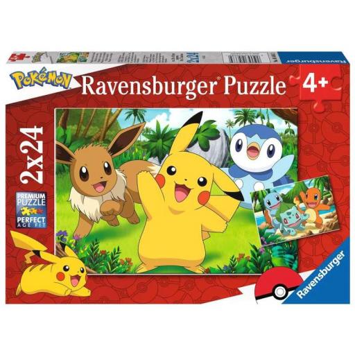 Puzzle Infantil POKEMON 2 x 24 Piezas Ravensburger 05668 PIKACHU Y SUS AMIGOS