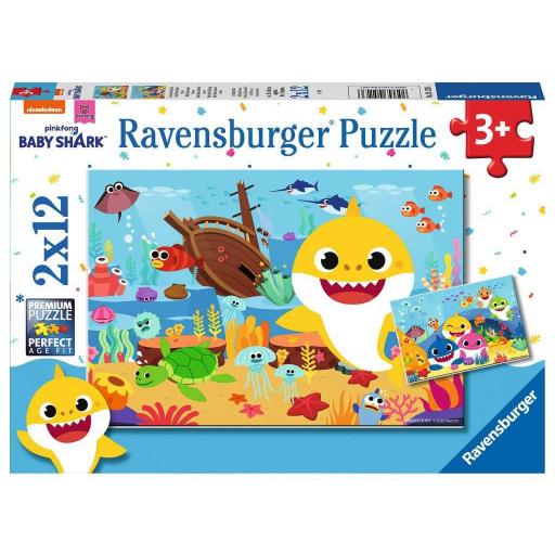 Puzzle Infantil 2 x 12 Piezas Ravensburger 05123 BABY SHARK EXPLORA EL OCÉANO