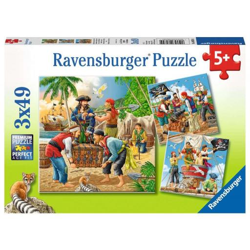 Puzzle Infantil 3 x 49 Piezas Ravensburger 08030 PIRATAS, AVENTURAS EN ALTA MAR