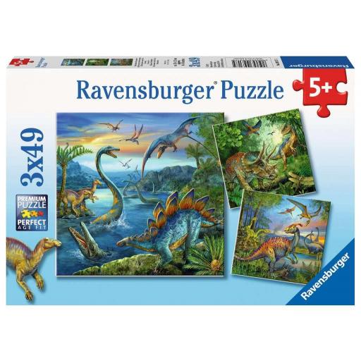 Puzzle Infantil 3 x 49 Piezas Ravensburger 09317 EL FASCINANTE MUNDO DE LOS DINOSAURIOS