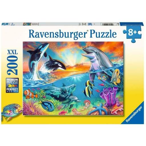 Puzzle Infantil de Delfines y Fondos Marinos 200 Piezas XXL Ravensburger 12900 HABITANTES DE LOS MARES [1]