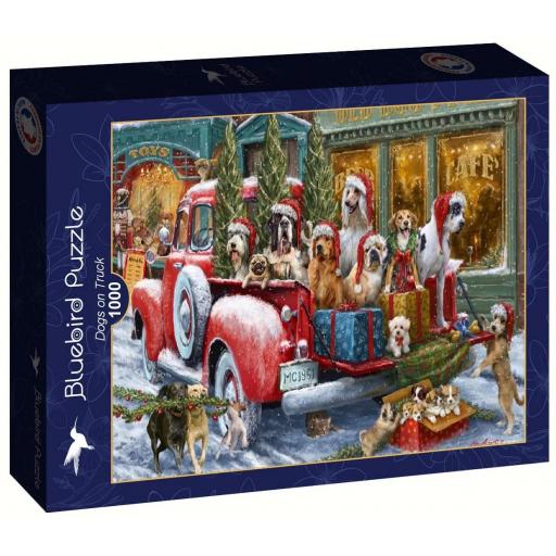 Puzzle de Navidad 1000 Piezas Bluebird 90523 PERROS EN LA CAMIONETA [1]