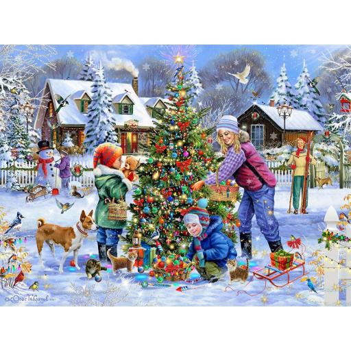 Puzzle Navideño 1000 Piezas SunsOut 61948 ADORNANDO EL ARBOL DE NAVIDAD