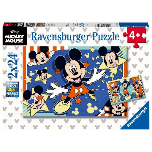 Puzzle Infantil Disney MICKEY MOUSE 2 x 24 Piezas Ravensburger 05578 Cine en 3D