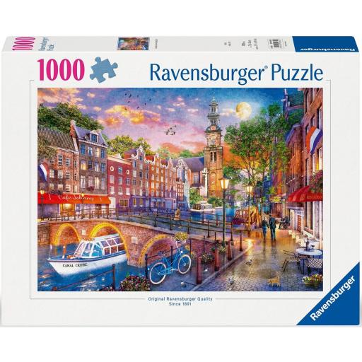 Puzzle de Ciudades 1000 Piezas Ravensburger 12000884 PUESTA DE SOL SOBRE AMSTERDAM [1]