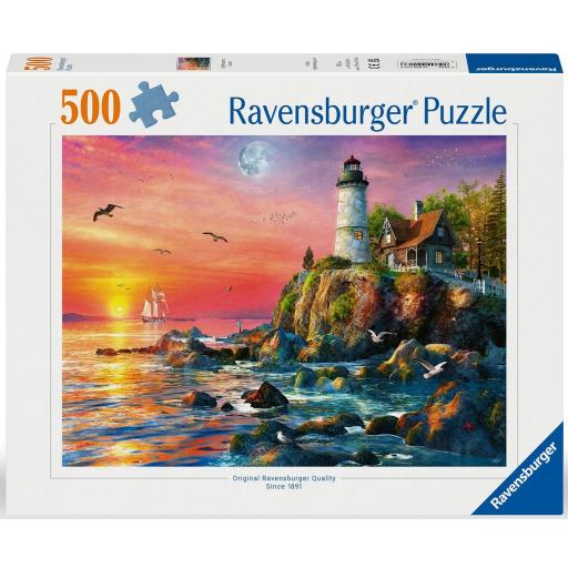 Puzzle Paisajes Marinos 500 Piezas Ravensburger 12000217 FARO AL ATARDECER [1]