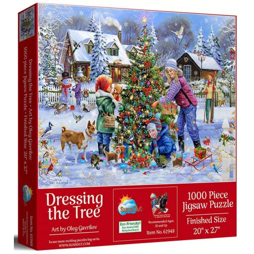 Puzzle Navideño 1000 Piezas SunsOut 61948 ADORNANDO EL ARBOL DE NAVIDAD [1]