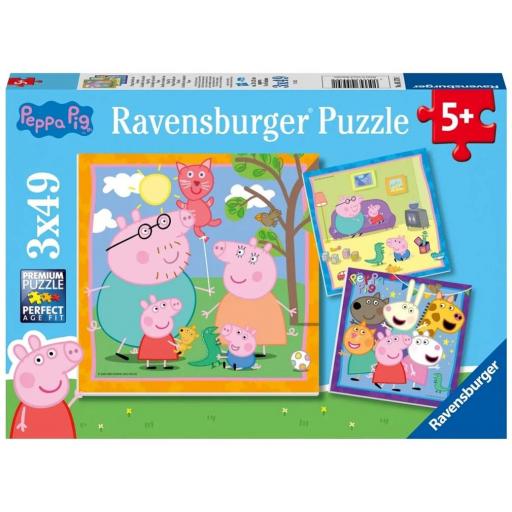 Puzzle Infantil Peppa Pig 3 x 49 Piezas Ravensburger 05579 LA FAMILIA Y LOS AMIGOS DE PEPPA